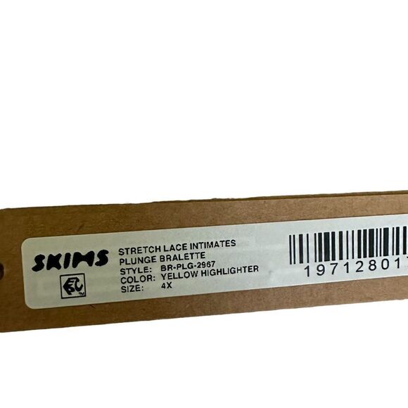 NWT SKIMS Stretch Lace Intimates Plunge Bralette In Yellow Neon Lingerie Bra - Picture 8 of 8